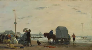 On the Beach at Trouville, 1863. Creator: Eugene Louis Boudin