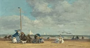 Normandy Gallery: Beach at Trouville, 1864 / 1865. Creator: Eugene Louis Boudin
