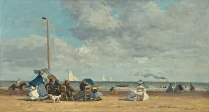 Eugene Boudin Prints: Beach at Trouville, 1864 / 1865. Creator: Eugene Louis Boudin