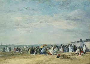 Boudin Collection: The Beach at Trouville. Artist: Boudin, Eugene-Louis (1824-1898)