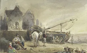 Beach view with boats and fishermen, 1832-1891. Creator: Herman Frederik Carel Ten Kate