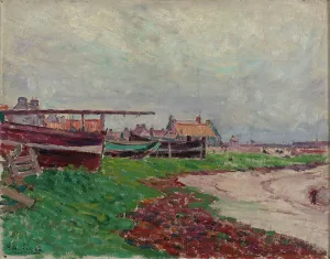 Beached Prints: Beach village and boats. Creator: Alfred William Finch