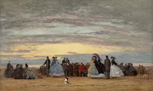 Eugene Gallery: The Beach at Villerville, 1864. Creator: Eugene Louis Boudin