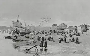 Locals Prints: The beach of Vivero, (Viveiro), Galicia, Spain, 1883. Creator: Unknown