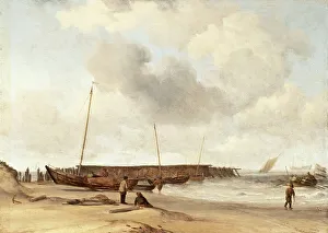 Beach with a Weyschuit Pulled up on Shore, c1673. Creator: Willem van de Velde the Younger