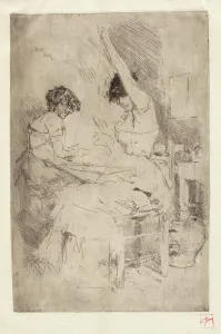 1886 Prints: Bead Stringers, Venice, 1886. Creator: Robert Frederick Blum