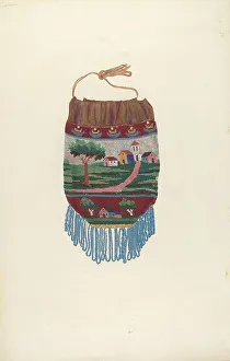 Lacoursiere Lucille Prints: Beaded Bag, c. 1939. Creator: Lucille Lacoursiere