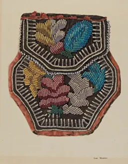 Purses Prints: Beaded Bag, c. 1940. Creator: George E. Rhone