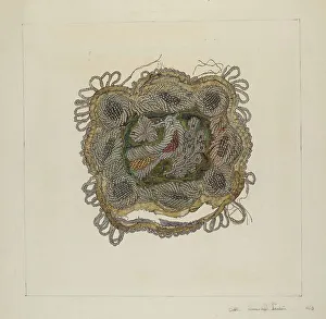 Torn Prints: Beaded Cushion, 1935/1942. Creator: Florence Truelson
