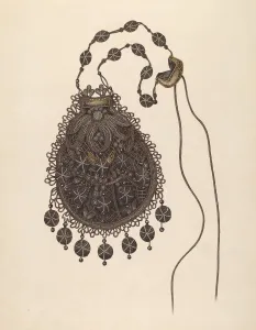Price Ray Prints: Beaded Handbag, c. 1938. Creator: Ray Price