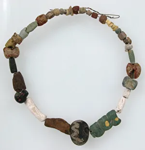 Agate Prints: Beaded Necklace, Frankish, 600-700. Creator: Unknown