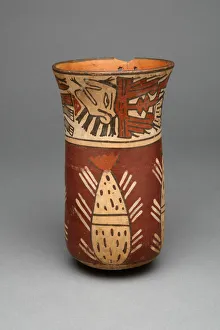 Beaker Depicting Abstract Plants, Possibly Cacti, and Abstract Figures, 180 B. C. / A. D. 500