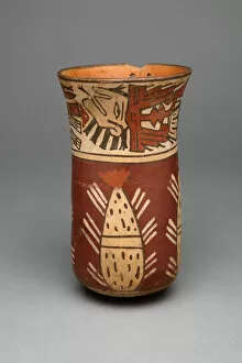 Cactus Gallery: Beaker Depicting Abstract Plants, Possibly Cacti, and Abstract Figures, 180 B.C. / A.D. 500