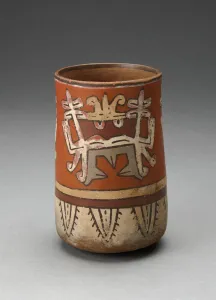 Beaker Depicting Highly Abstracted Face or Mask, 180 B. C. / A. D. 500. Creator: Unknown