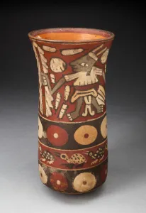 Beaker Depicting Warriors Holding Staffs Surrounded by Regalia, 180 B.C./A.D. 500 Beaker Depicting Warriors Holding Staffs Surrounded by Regalia, 180 B.C./A.D. 500