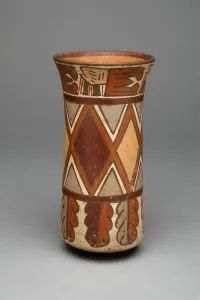 Nazca Prints: Beaker with Diamond-Shaped Geometric Pattern and Abstract Motifs, 180 B. C. / A. D. 500