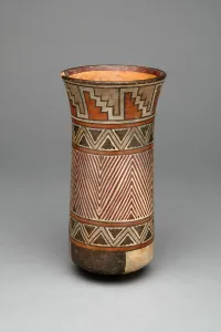 Nazca Prints: Beaker with Geometric Textile Pattern, 180 B. C. / A. D. 500. Creator: Unknown
