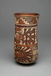 Beaker with Horizontal Bands Containing Abstract Figures, 180 B. C. / A. D. 500