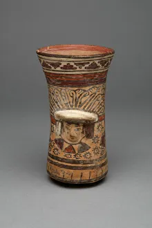 Beaker with Modeled Head Surrounded by Painted Abstract Motifs, 180 B.C./A.D. 500 Beaker with Modeled Head Surrounded by Painted Abstract Motifs, 180 B.C./A.D. 500