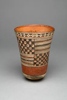 Beaker with Rectangular Areas Filled with Stripes and Checkerboard Pattens, 180 B.C./A.D Beaker with Rectangular Areas Filled with Stripes and Checkerboard Pattens, 180 B.C./A.D