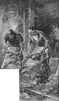 Beaming hides for production of shoe leather, 1885