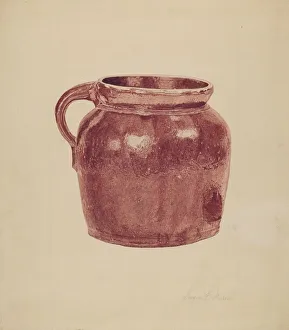 Watercolor And Graphite On Paperboard Collection: Bean Pot, c. 1939. Creator: Georgine E. Mason