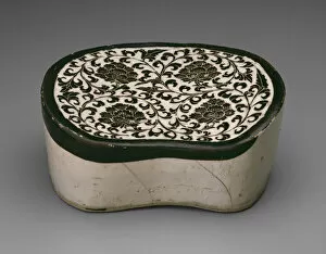 Northern Song Dynasty Gallery: Bean-Shaped Pillow with Peony Scrolls, Northern Song dynasty, (960-1127)