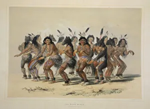 The Bear Dance, pub. 1845 (colour lithograph). Creator: George Catlin (1796 - 1872) The Bear Dance, pub. 1845 (colour lithograph). Creator: George Catlin (1796 - 1872)