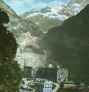 Bern Prints: Bear Hotel, glacier and Fiescherhorn