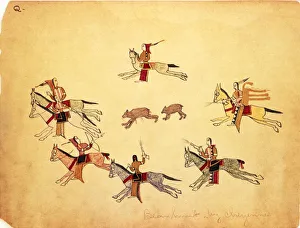Revolver Prints: The Bear Hunt, 1875. Artist: Making Medicine