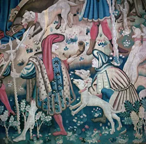 Detail of bear-hunt from the Devonshire Hunting Tapestries, 15th century Detail of bear-hunt from the Devonshire Hunting Tapestries, 15th century