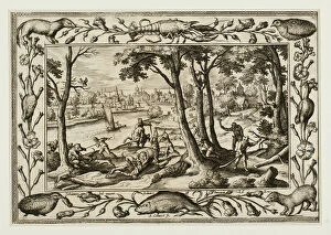 Adrian Collaert Gallery: Bear Hunt, from Landscapes with Old and New Testament Scenes and Hunting Scenes, 1584