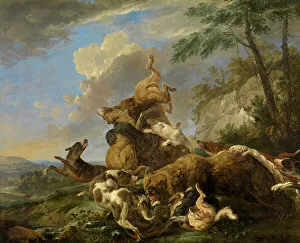 Biting Prints: Bear Hunt, mid-late 17th century. Creator: Carl Borromaus Andreas Ruthart