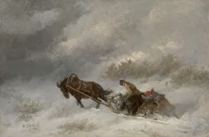 Bear Hunters in the Blizzard. Artist: Sverchkov, Nikolai Yegorovich (1817-1898)