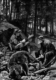 Knife Prints: Bear-Hunters in Montana: victors and vanquished, 1895. Creator: George Meisenbach