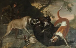 Biting Prints: Bear hunting, c17th century. Creator: David Klocker Ehrenstrahl