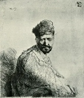 Artists Father Prints: Bearded man in a furred oriental cap and robe: the artists father, 1631, (1906)