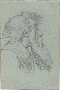 Alexandre Bida Prints: Bearded Man Looking Up / Cloaked Figure with Raised Arms. Creator: Alexandre Bida