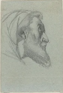 Alexandre Bida Prints: Bearded Man in Profile (recto) / Woman Looking Up (verso). Creator: Alexandre Bida