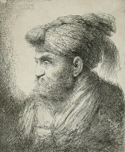 Il Grechetto Prints: Bearded Man Wearing a Turban, between circa 1647 and circa 1651