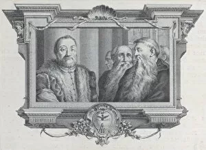 Bartolomeo Crivellari Gallery: Three bearded men, one wearing fur, 1756. Creators: Bartolomeo Crivellari, Gabriel Soderling
