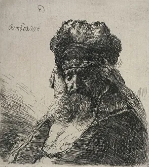 Hatching Prints: Bearded old man in a high fur cap