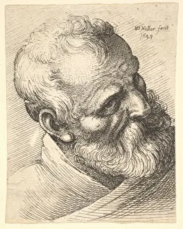Bearded old man with a tilted head, 1645. Creator: Wenceslaus Hollar
