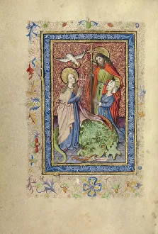 St Margaret Prints: A Bearded Saint with Cruciform Staff Presenting a Kneeling Woman to Saint Margaret