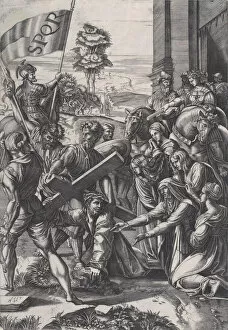 Agostino Veneziano Gallery: The Bearing of the Cross, 1517. Creator: Agostino Veneziano