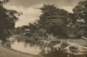 Benjamin Waterhouse Hawkins Collection: Where the Beasts of Prehistory Lurk By the Lake in the Palace Grounds, c1935. Creator: Unknown