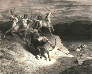 Bow And Arrow Collection: We to those beasts, that rapid strode along, drew near, when Chiron took an arrow forth, c1890