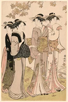 Beauties Under a Maple Tree, from the series 'A Collection of Contemporary Beauties of... c. 1784