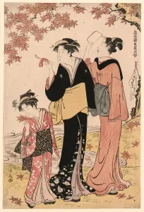 Beauties Under a Maple Tree, from the series A Collection of Contemporary Beauties... c. 1784. Creator: Torii Kiyonaga