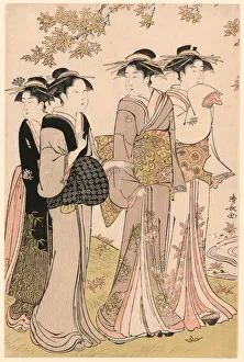 Kiyonaga Torii Prints: Beauties Under a Maple Tree, from the series A Collection of Contemporary Beauties of